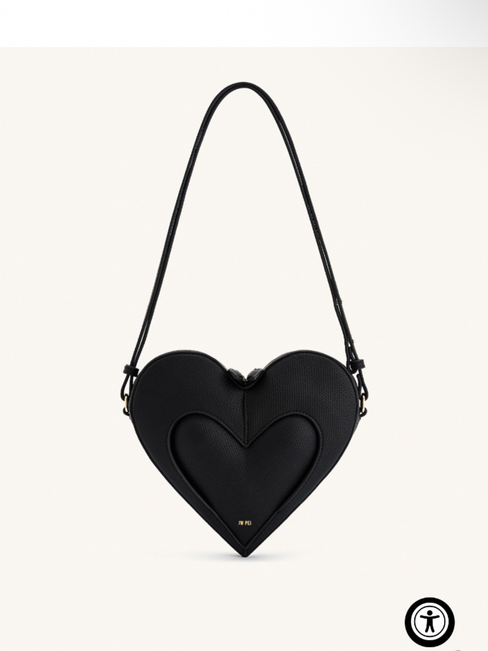 Francisca Heart Shaped Crossbody Bag - Black NEW